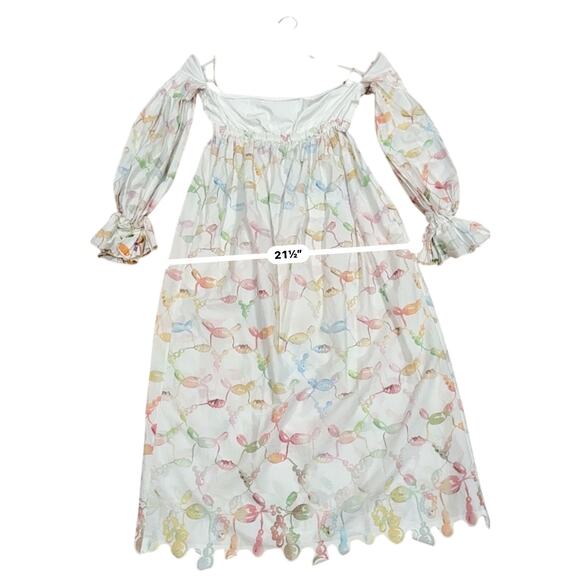 Rosie Assoulin Strapless Babydoll Maxi Dress sz 4 Watercolor Print Bell Sleeves - Picture 9 of 13